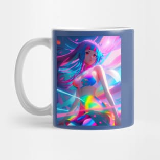 Beautiful anime girl in vibrant fluorescent colors Mug